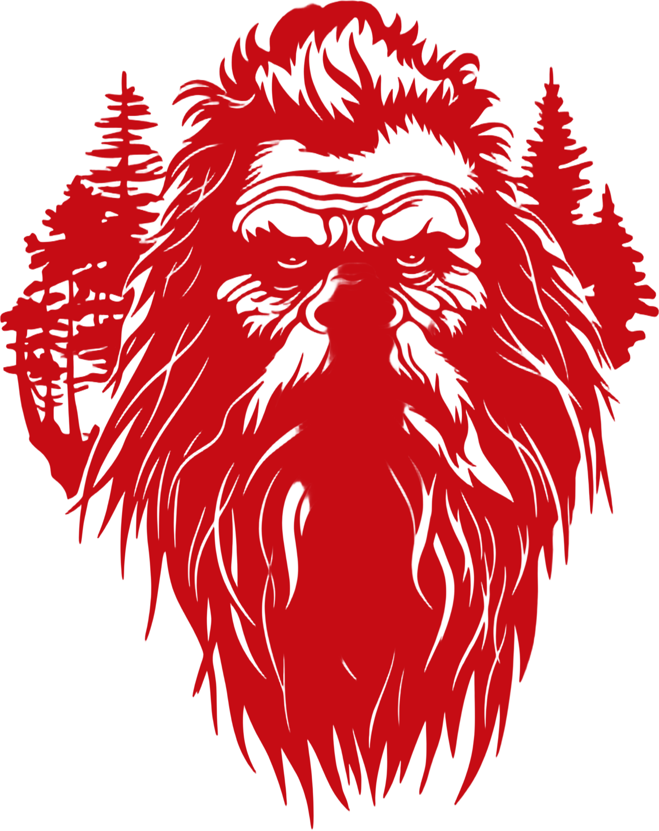 The red Yeti illustration painted on the barbershop wall